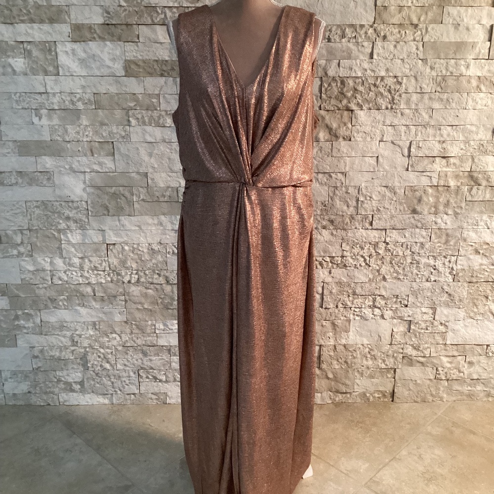 Lane Bryant metallic maxi dress in rose gold